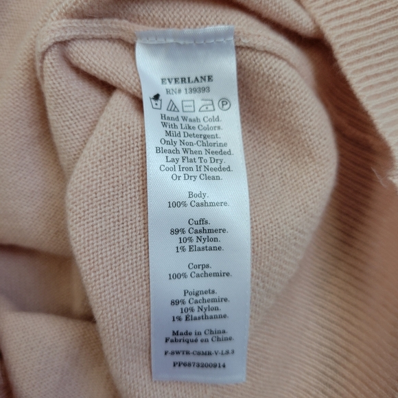Everlane V Neck Cashmere Sweater Long Sleeve Light Blush Pink EUC - Picture 6 of 7